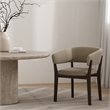 Blake Modern Wood Faux Mohair Armchair in Linen