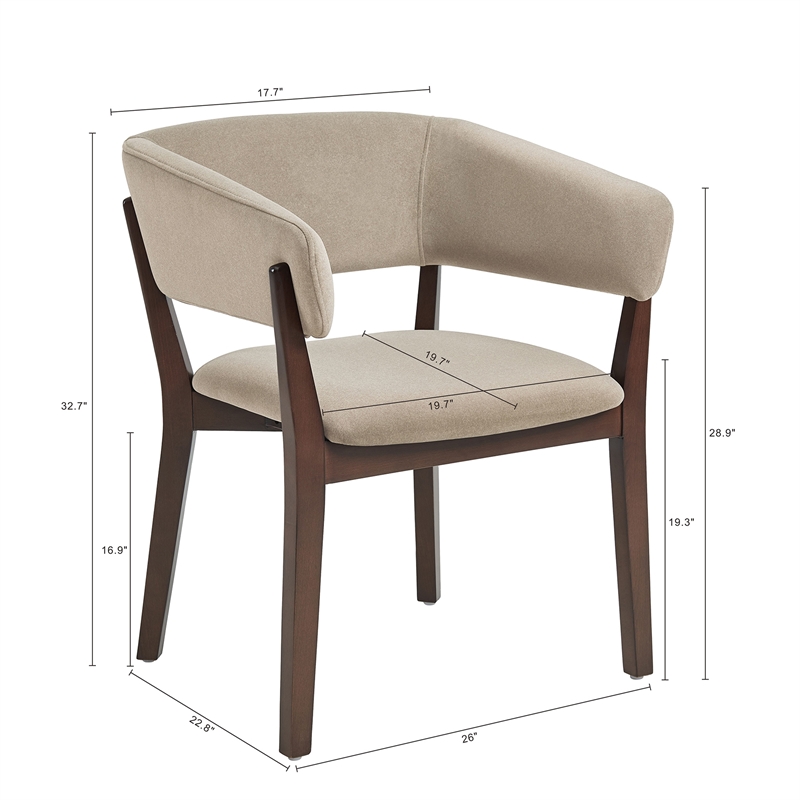 Blake Modern Wood Faux Mohair Armchair in Natural