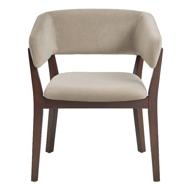 Blake Modern Wood Faux Mohair Armchair in Natural