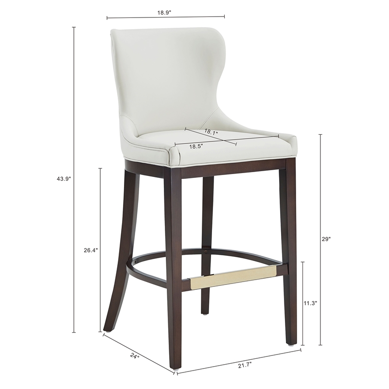 Blair Modern Wood Upholstered Barstool in White - Set of 2