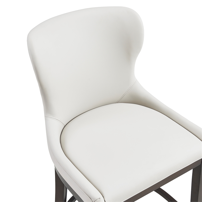 Blair Modern Wood Upholstered Barstool in White - Set of 2
