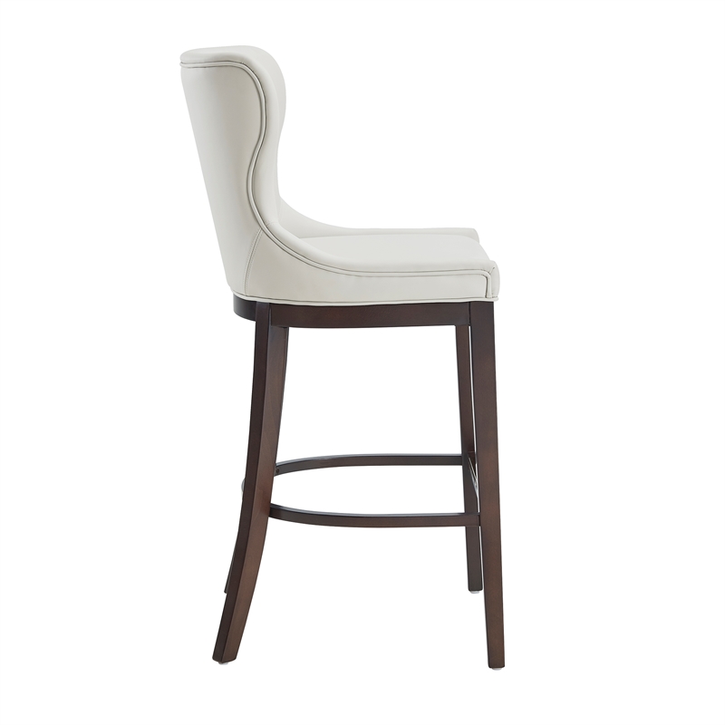 Blair Modern Wood Upholstered Barstool in White - Set of 2