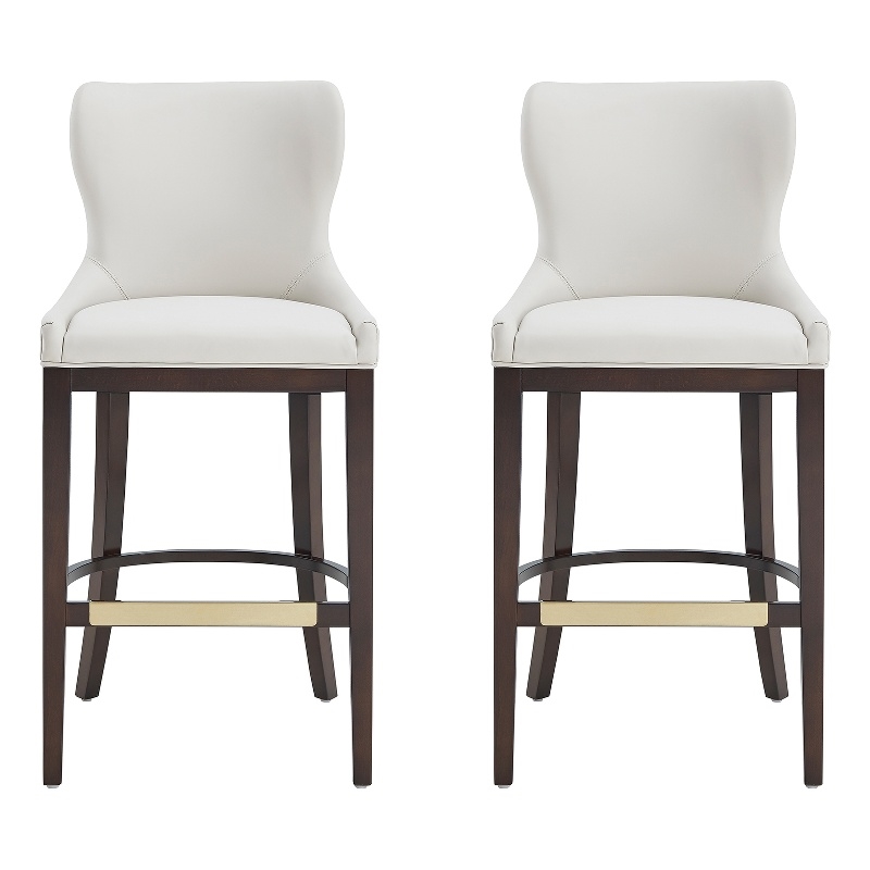 Blair Modern Wood Upholstered Barstool in White - Set of 2