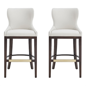 Blair Modern Wood Upholstered Barstool in White - Set of 2