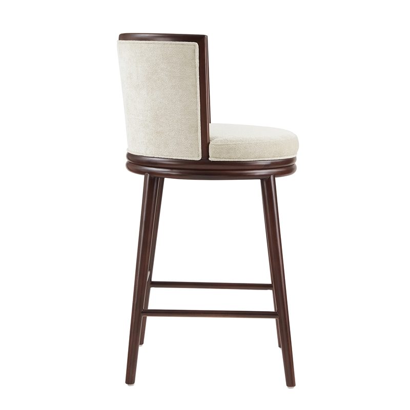 Evalyn Modern Wood Upholstered Barstool in Cream - Set of 2