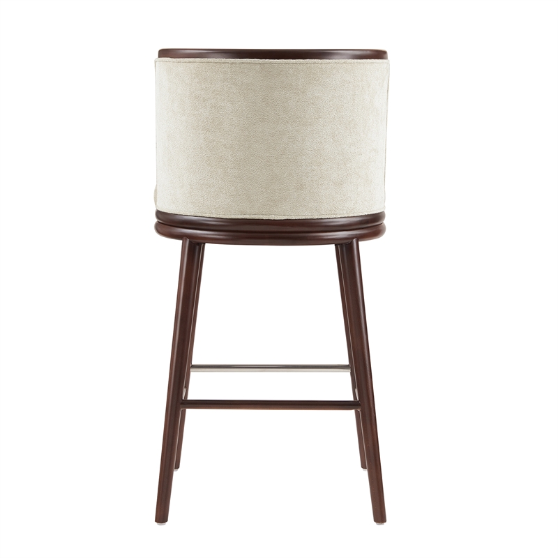 Evalyn Modern Wood Upholstered Barstool in Cream - Set of 2