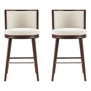 Evalyn Modern Wood Upholstered Barstool in Cream - Set of 2