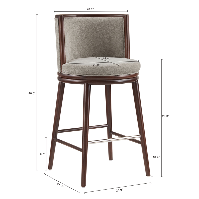 Evalyn Modern Wood Upholstered Barstool in Dove - Set of 2