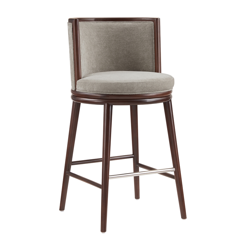 Evalyn Modern Wood Upholstered Barstool in Dove - Set of 2