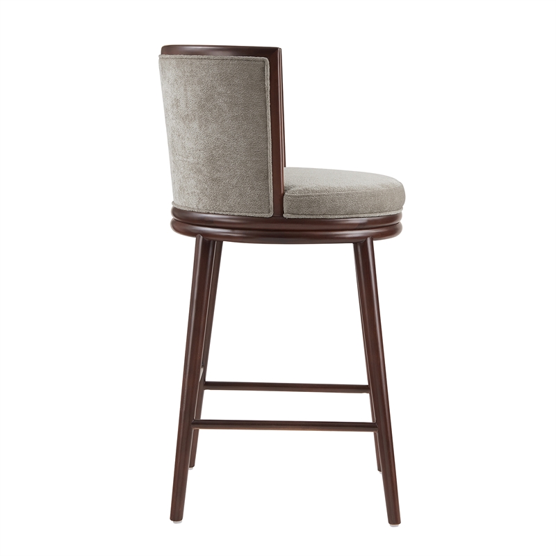 Evalyn Modern Wood Upholstered Barstool in Dove - Set of 2