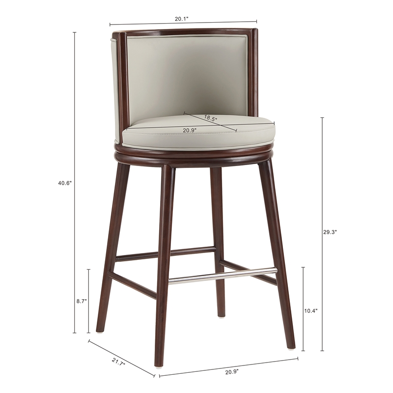 Evalyn Modern Wood Upholstered Barstool in Stone - Set of 2