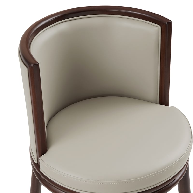 Evalyn Modern Wood Upholstered Barstool in Stone - Set of 2