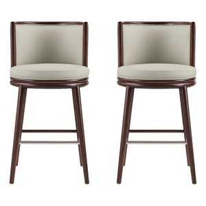 Evalyn Modern Wood Upholstered Barstool in Stone - Set of 2