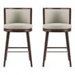 Evalyn Modern Wood Upholstered Barstool in Stone - Set of 2
