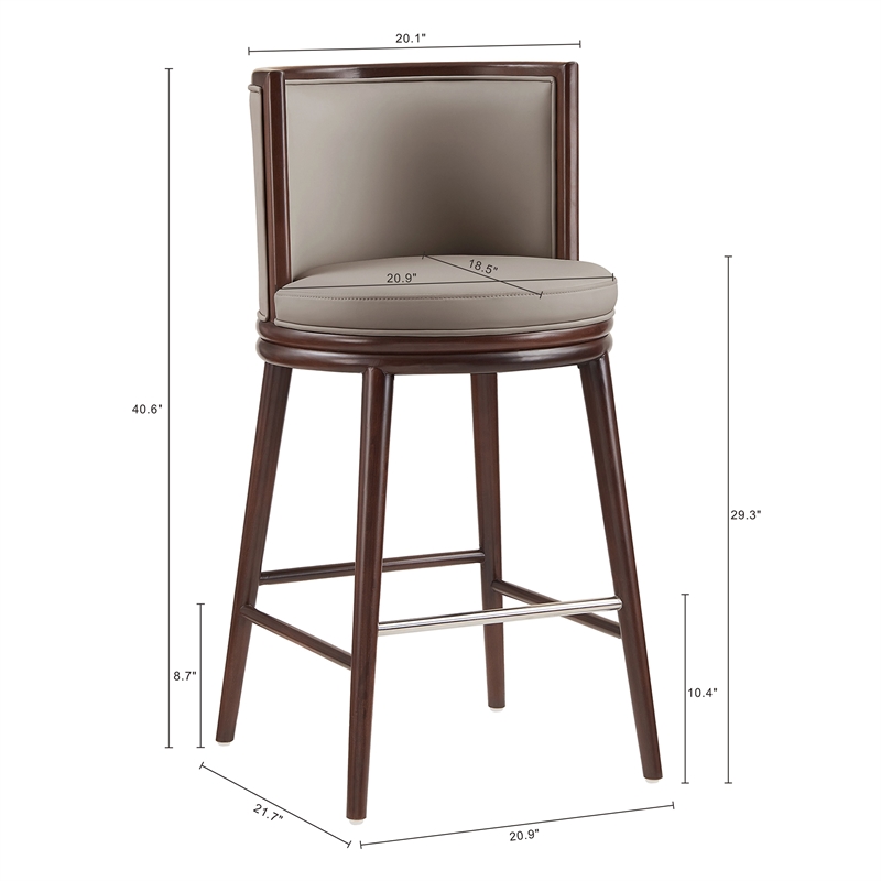Evalyn Modern Wood Upholstered Barstool in Taupe - Set of 2