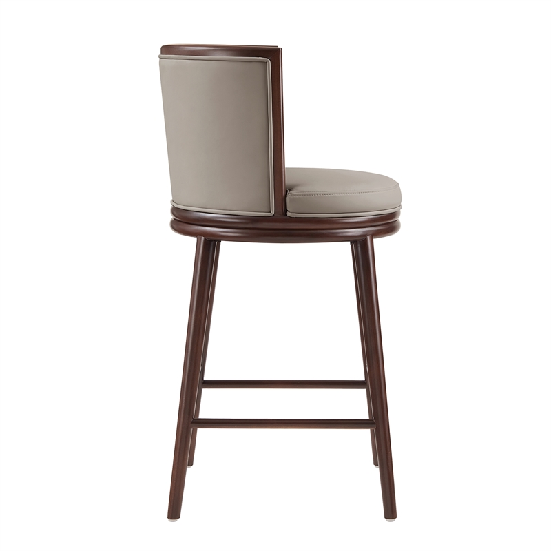 Evalyn Modern Wood Upholstered Barstool in Taupe - Set of 2