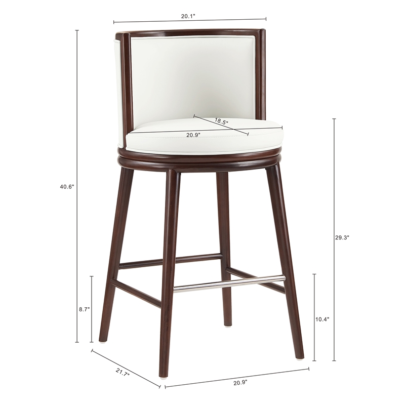 Evalyn Modern Wood Upholstered Barstool in White - Set of 2