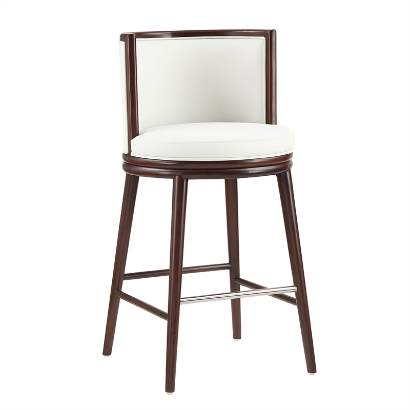 Evalyn Modern Wood Upholstered Barstool in White - Set of 2