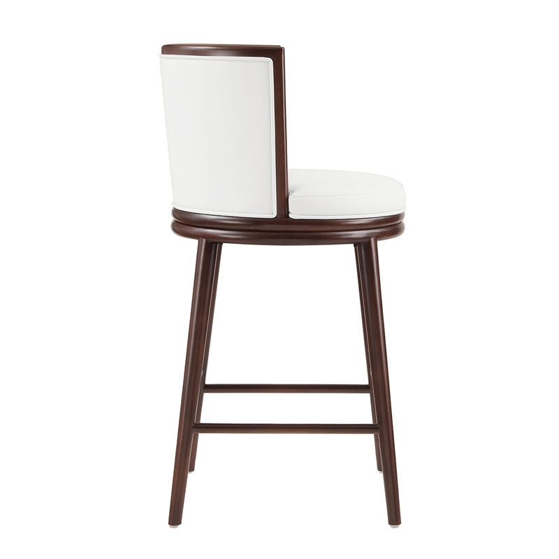 Evalyn Modern Wood Upholstered Barstool in White - Set of 2