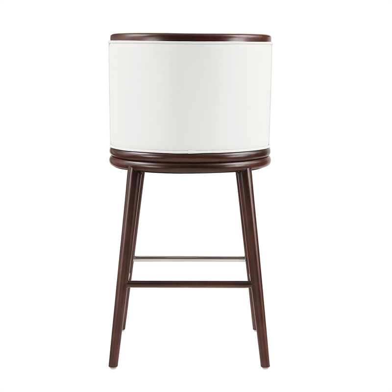 Evalyn Modern Wood Upholstered Barstool in White - Set of 2