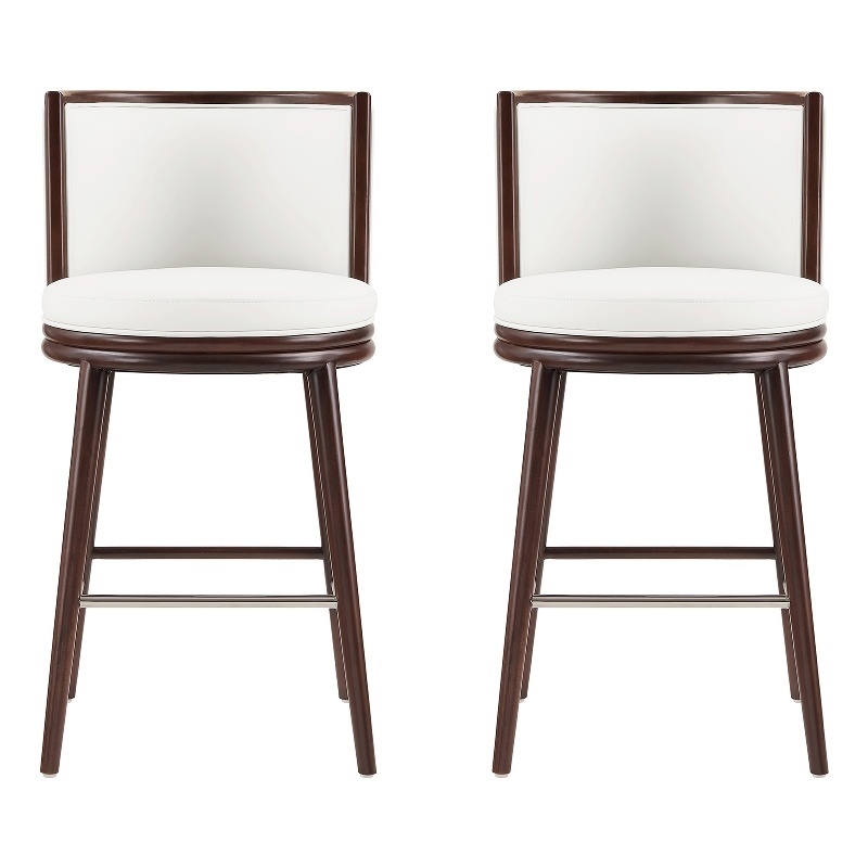 Evalyn Modern Wood Upholstered Barstool in White - Set of 2