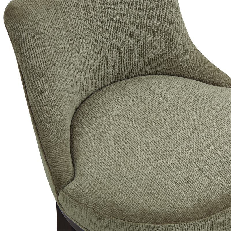 Lucia Modern Wood Upholstered Chenille Barstool in Leaf Green - Set of 2