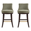 Lucia Modern Wood Upholstered Chenille Barstool in Leaf Green - Set of 2