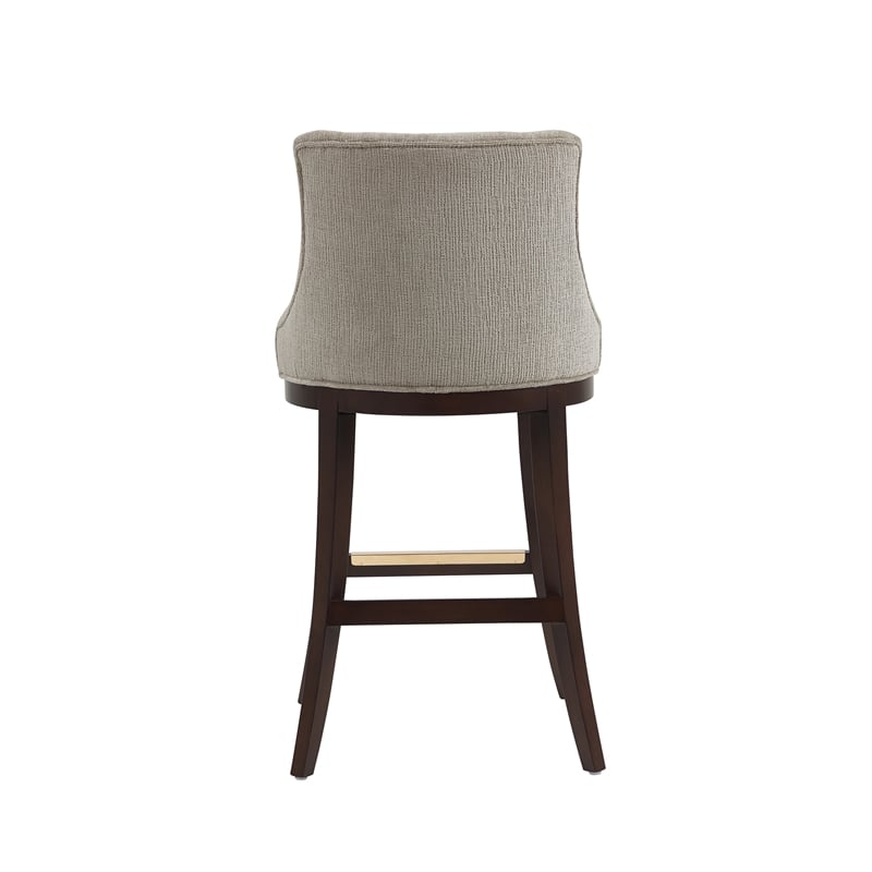 Lucia Modern Wood Upholstered Chenille Barstool in Taupe - Set of 2