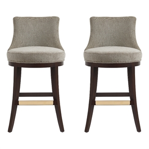 Lucia Modern Wood Upholstered Chenille Barstool in Taupe - Set of 2