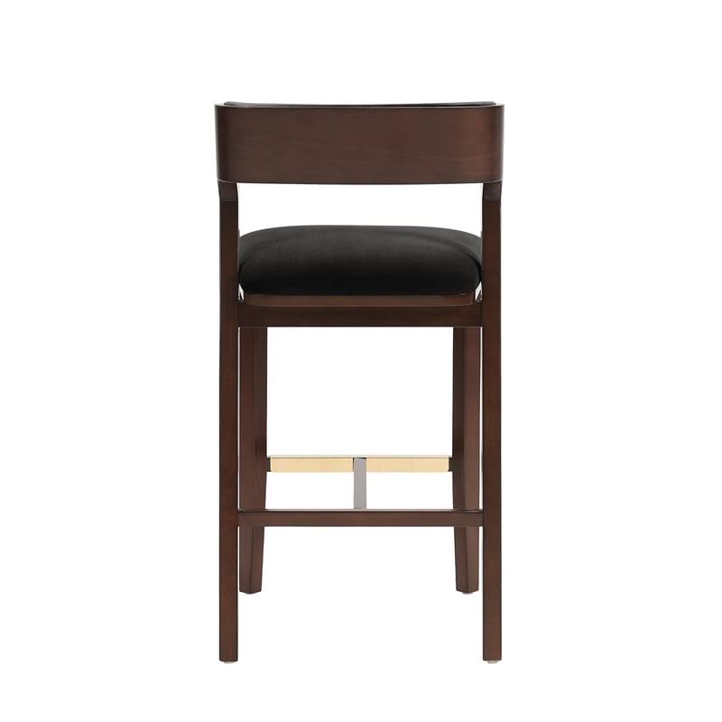 Patricia Modern Wood Upholstered Barstool in Black - Set of 2