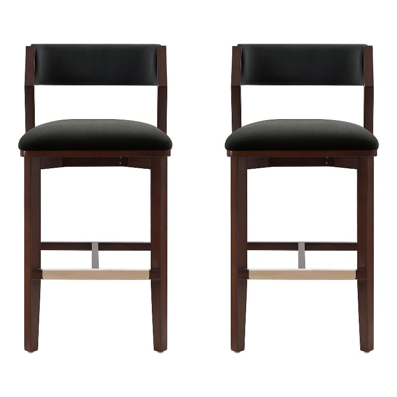 Patricia Modern Wood Upholstered Barstool in Black - Set of 2