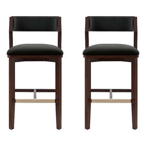 Patricia Modern Wood Upholstered Barstool in Black - Set of 2
