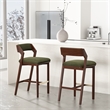 Patricia Modern Wood Upholstered Barstool in Turtle Green - Set of 2