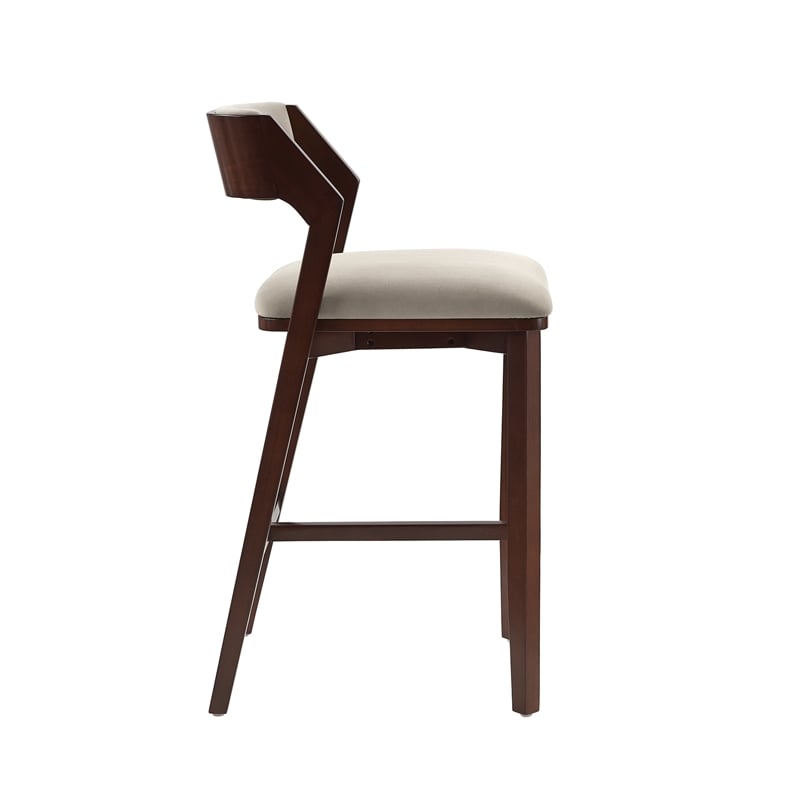 Patricia Modern Wood Upholstered Barstool in Linen - Set of 2
