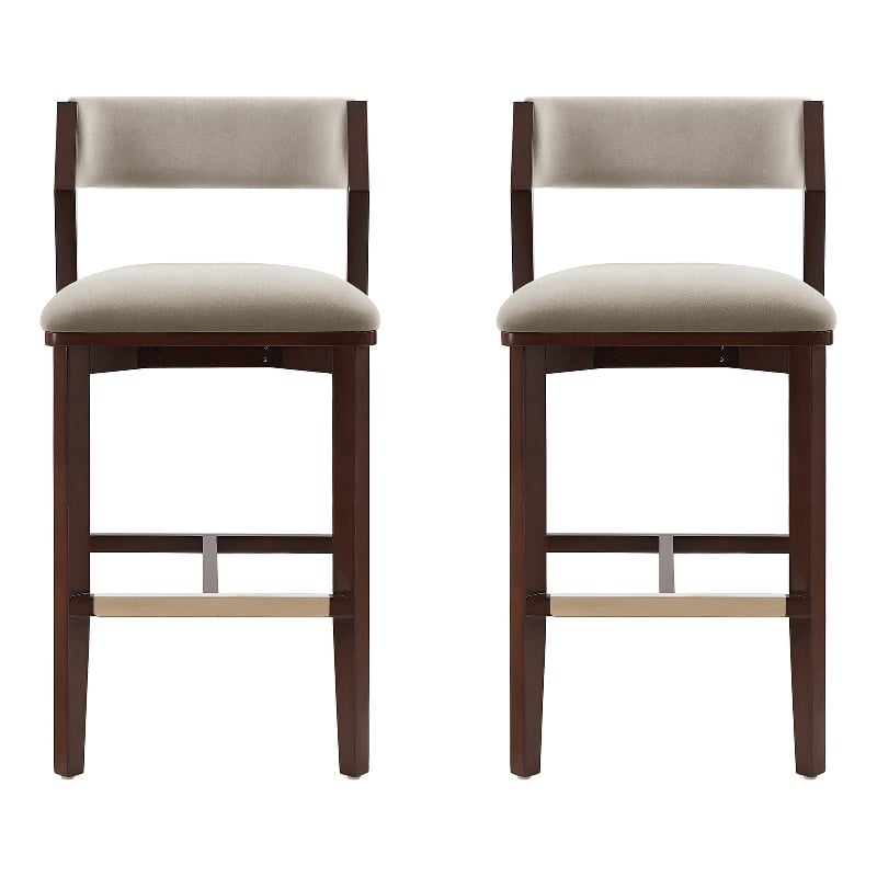 Patricia Modern Wood Upholstered Barstool in Linen - Set of 2