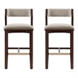 Patricia Modern Wood Upholstered Barstool in Linen - Set of 2