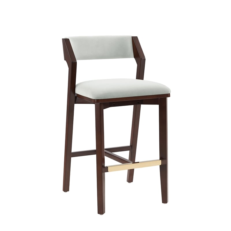 Patricia Modern Wood Upholstered Barstool in White Glacier - Set of 2