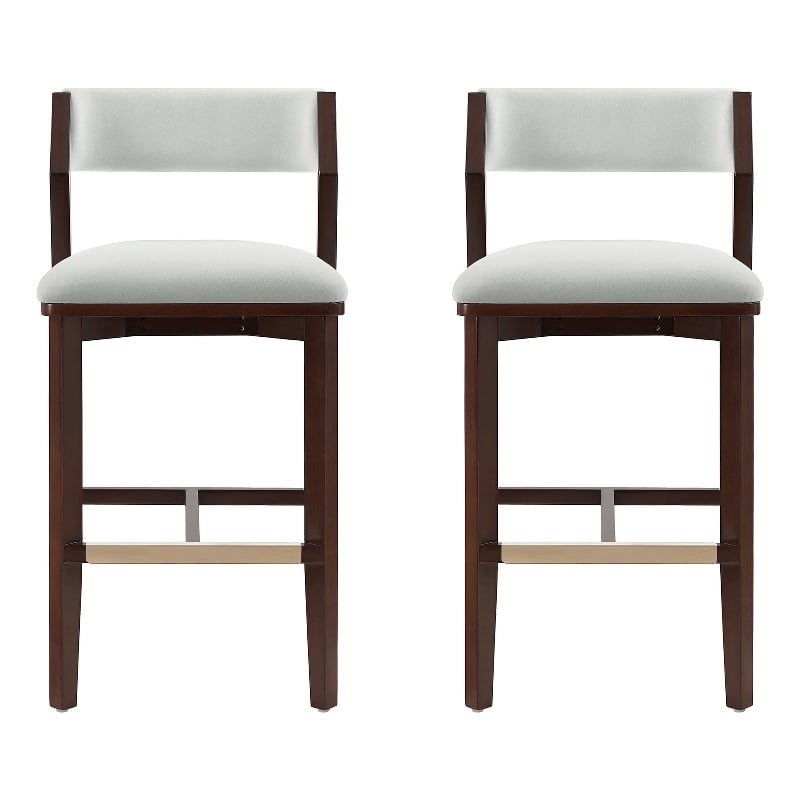Patricia Modern Wood Upholstered Barstool in White Glacier - Set of 2