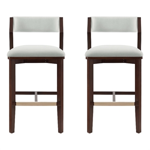 Patricia Modern Wood Upholstered Barstool in White Glacier - Set of 2