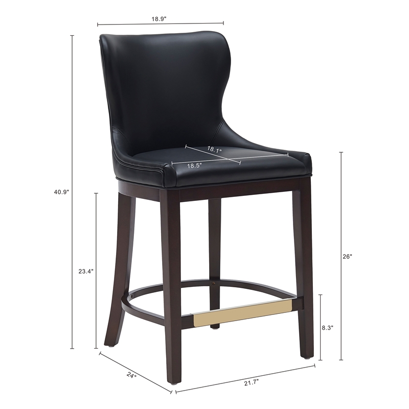 Blair Modern Wood Upholstered Counter Stool in Black - Set of 2