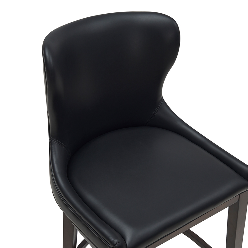 Blair Modern Wood Upholstered Counter Stool in Black - Set of 2