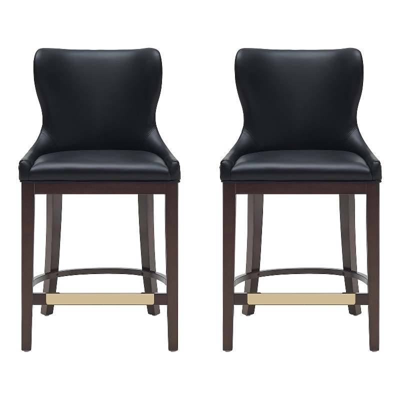 Blair Modern Wood Upholstered Counter Stool in Black - Set of 2
