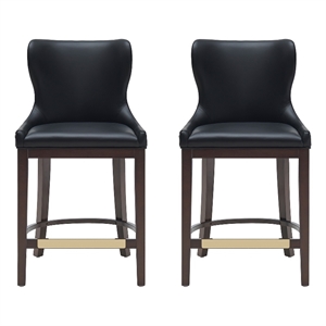 Blair Modern Wood Upholstered Counter Stool in Black - Set of 2