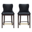 Blair Modern Wood Upholstered Counter Stool in Black - Set of 2