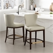Blair Modern Wood Upholstered Counter Stool in Stone - Set of 2