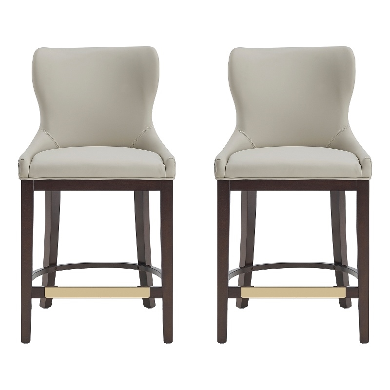 Blair Modern Wood Upholstered Counter Stool in Stone - Set of 2