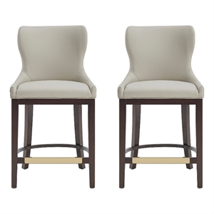 Blair Modern Wood Upholstered Counter Stool in Stone - Set of 2