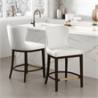 Blair Modern Wood Upholstered Counter Stool in White - Set of 2