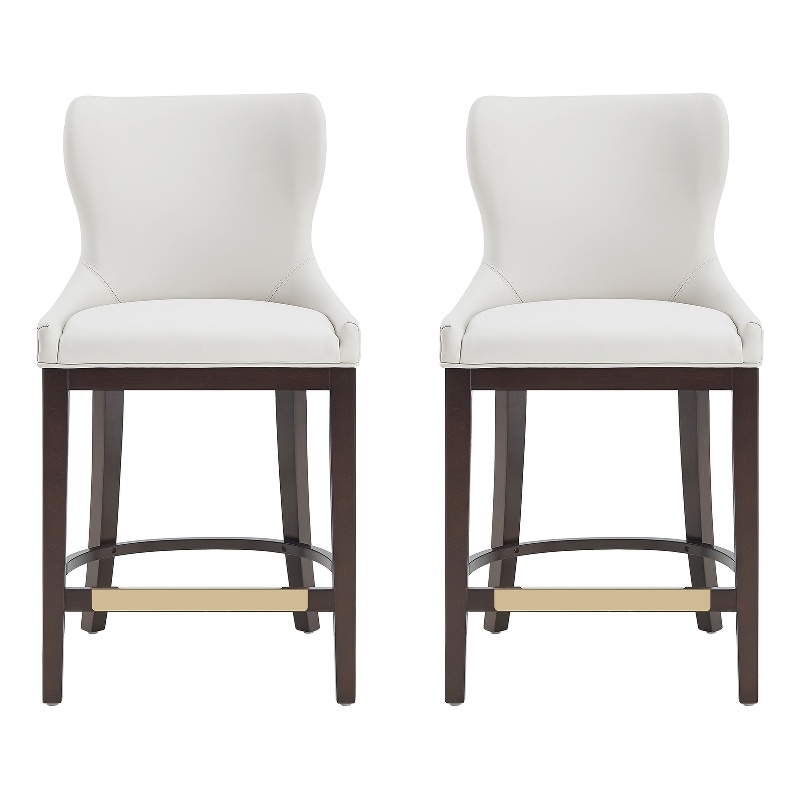 Blair Modern Wood Upholstered Counter Stool in White - Set of 2