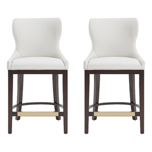 Blair Modern Wood Upholstered Counter Stool in White - Set of 2